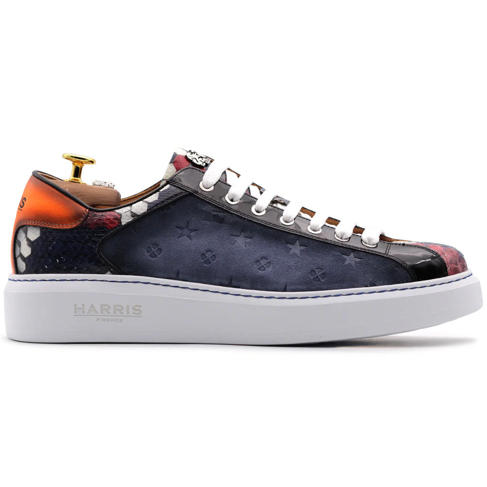 Harris Firenze 1913 Python & Monogram Suede Sneakers Indigo ...