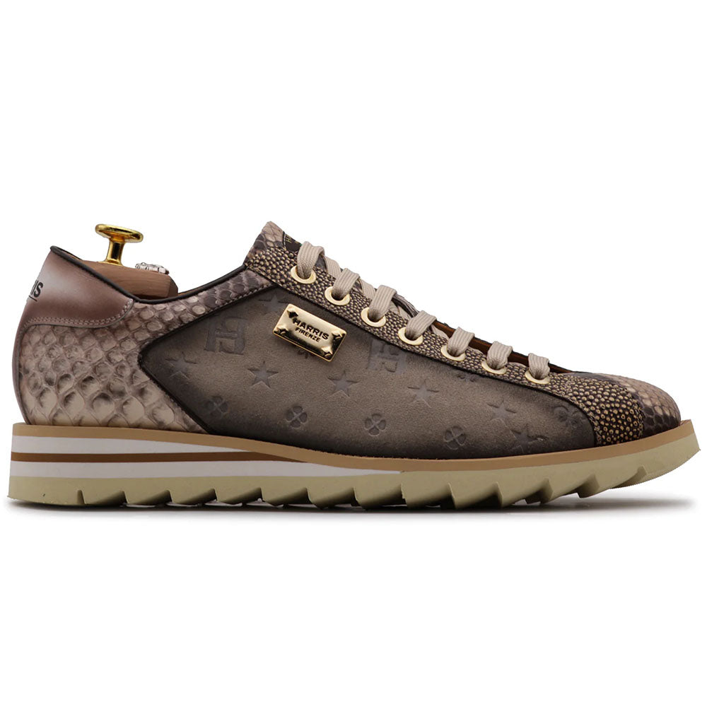Harris Firenze 1913 Python & Monogram Suede Sneakers Beige ...