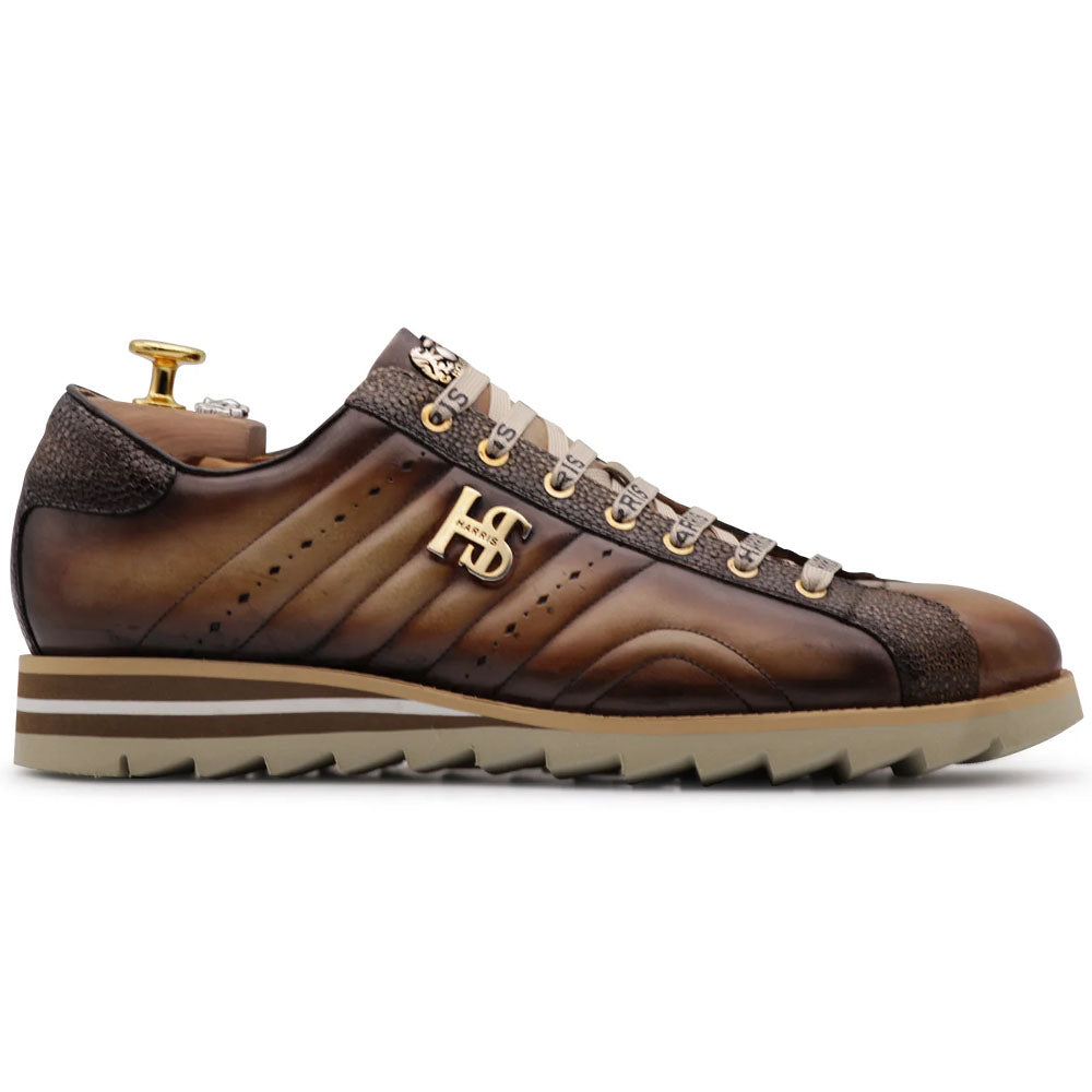 Harris Firenze 1913 Hand-Painted Leather Comfort Sneakers Brown
