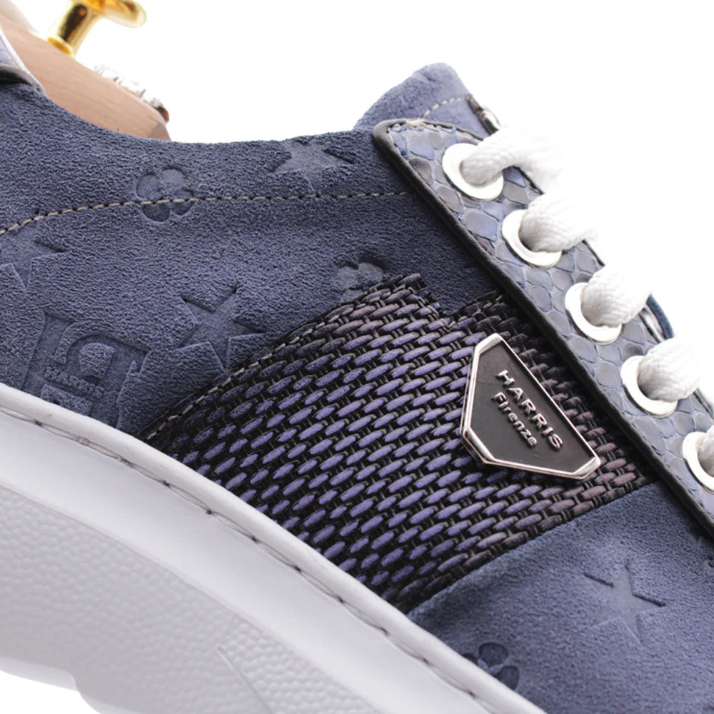 Harris Firenze 1913 Python & Monogram Suede Sneakers Indigo ...