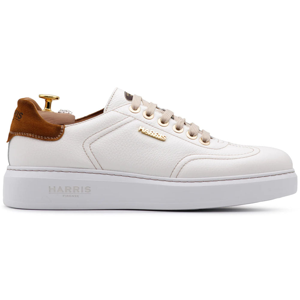 Harris Firenze 1913 Leather & Suede Comfort Sneakers White / Cognac