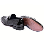 Corrente C01707-3470BC Crocodile Embossed Leather Bit Loafer Black