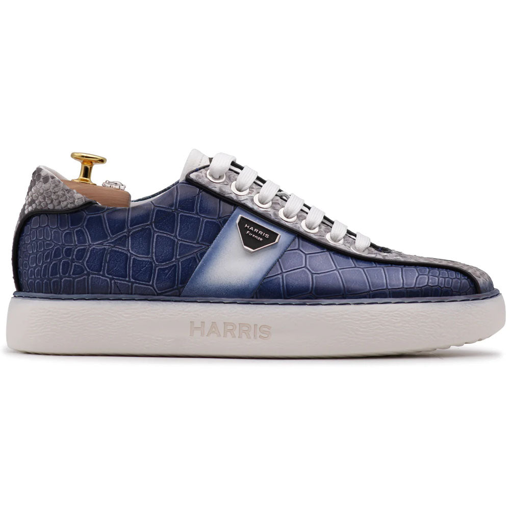 Harris Firenze 1913 Python & Crocodile Effect Sneakers Indigo