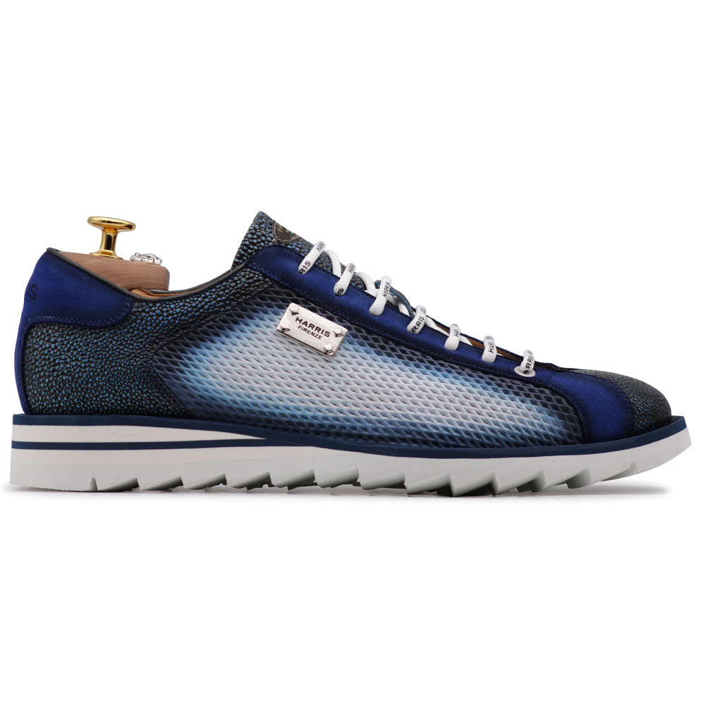 Harris Firenze 1913 Perforated Effect Printed Sneakers White / Light Blue