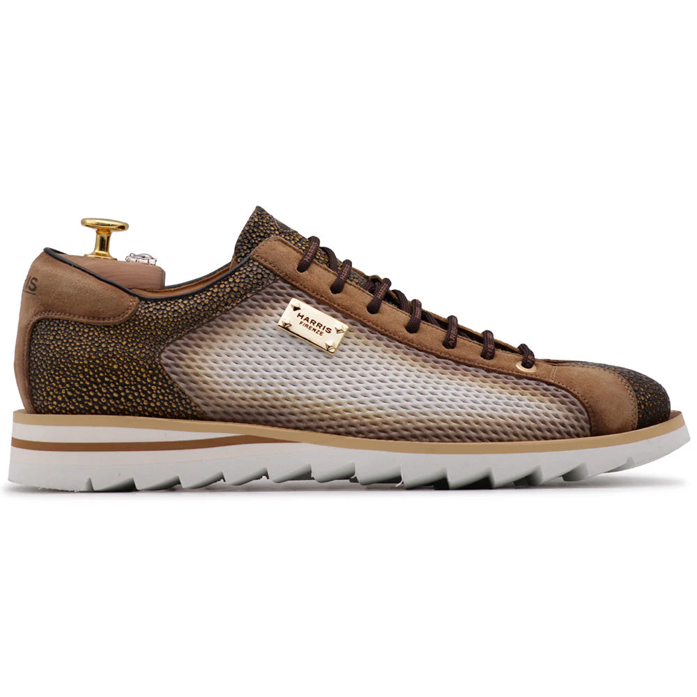 Harris Firenze 1913 Perforated Effect Printed Sneakers White / Brown