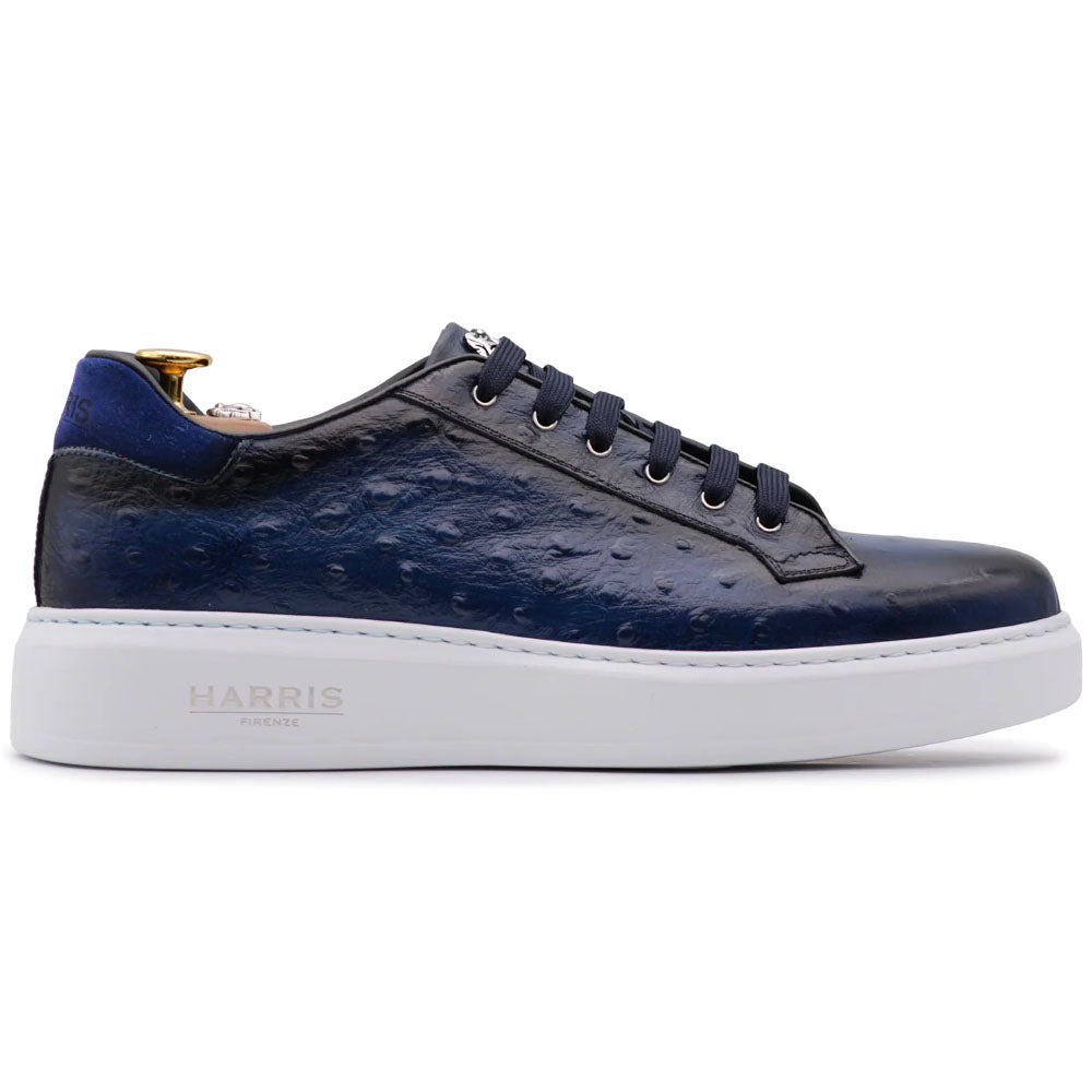 Harris Firenze 1913 Ostrich Effect Leather Sneakers Ocean