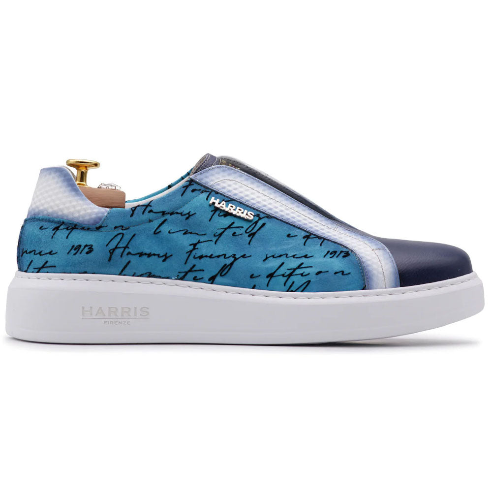 Harris Firenze 1913 Leather & Suede Slip-On Writer Sneakers Sky Blue