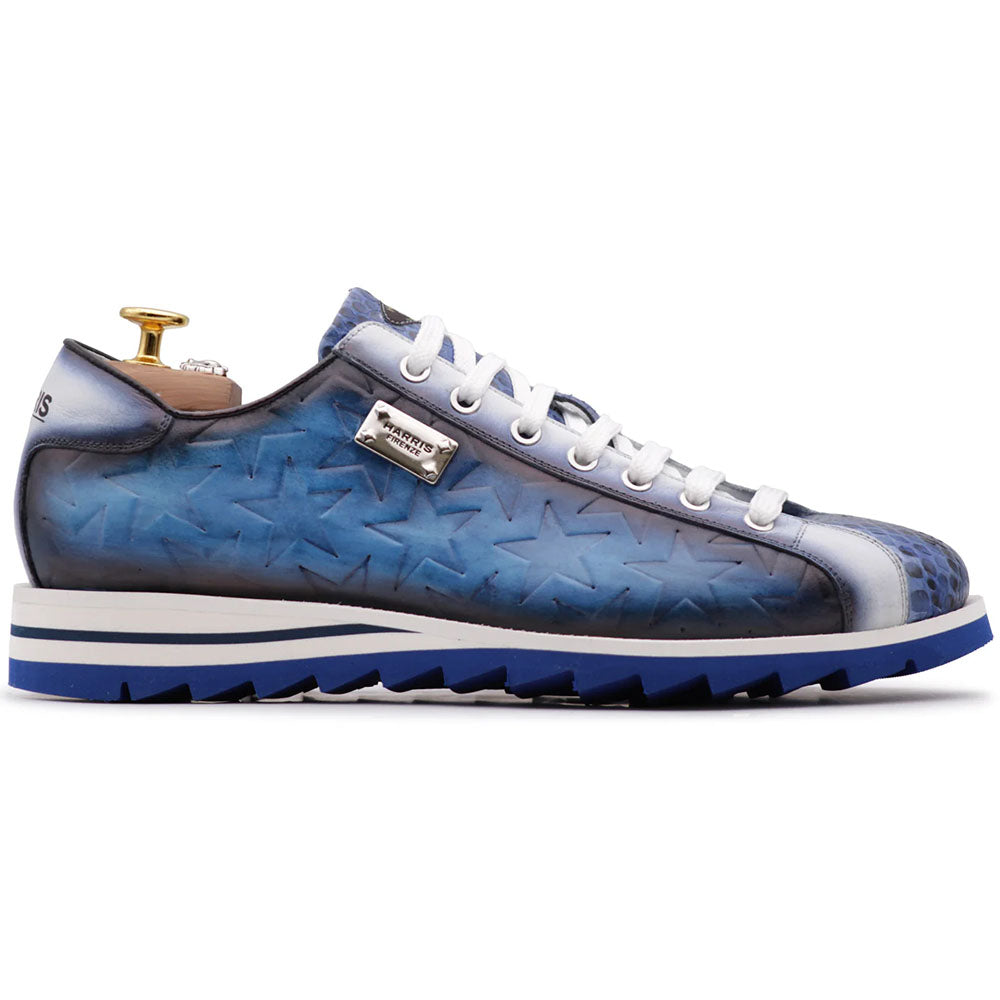 Harris Firenze 1913 Genuine Python & Printed Leather Sneakers Sky Blue