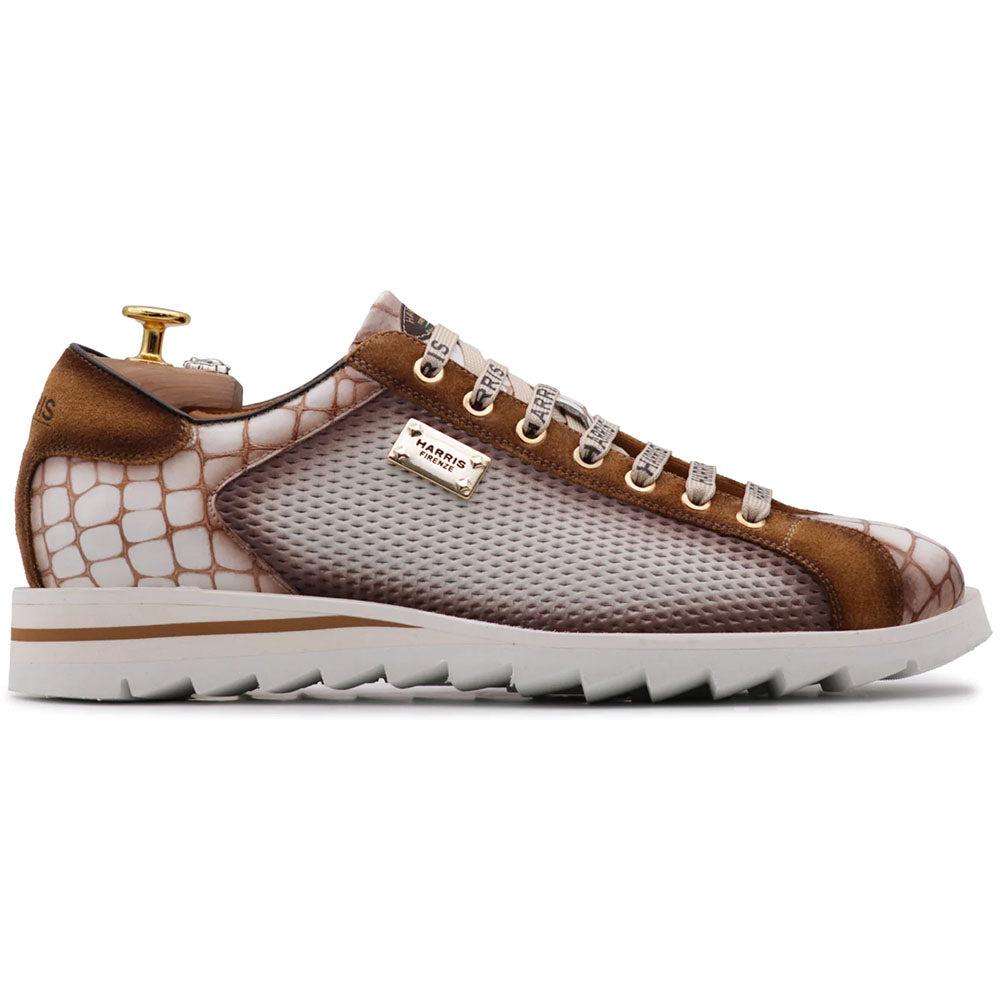 Harris Firenze 1913 Crocodile Effect & Perforated Sneakers White