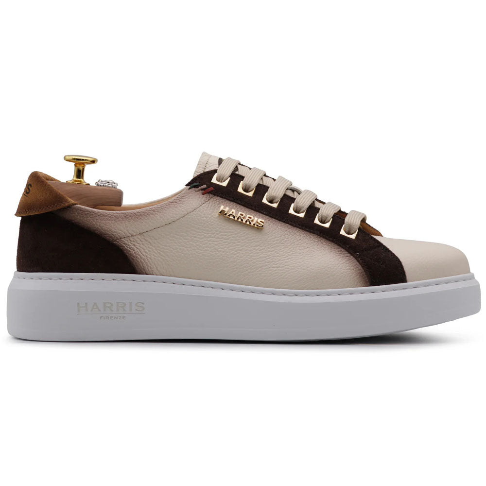 Harris Firenze 1913 Soft Leather & Suede Sneakers Ivory