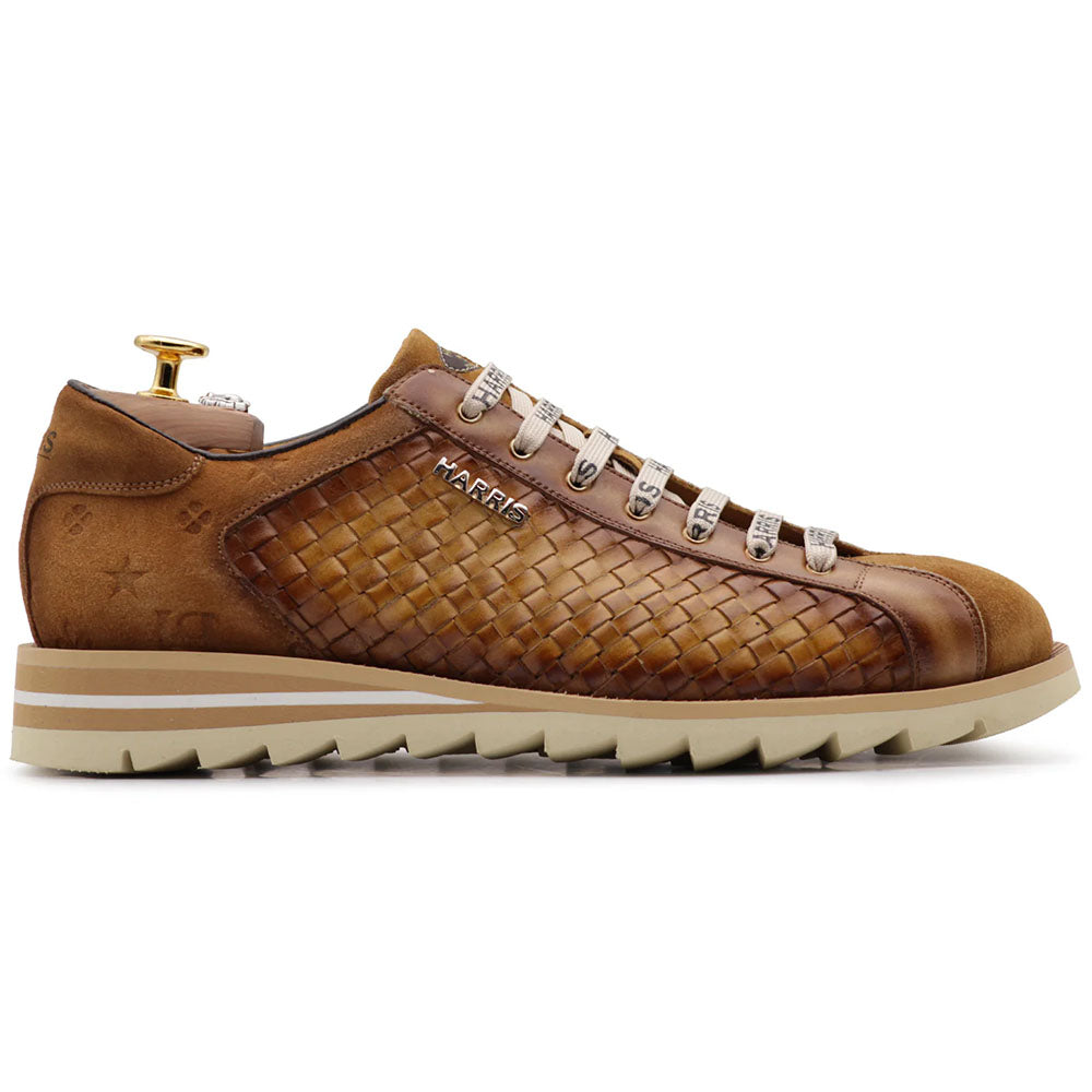 Harris Firenze 1913 Woven Suede Sneakers Cognac