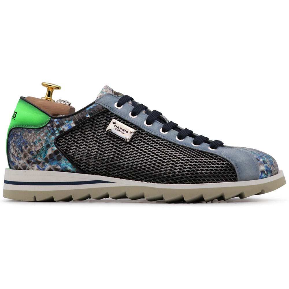 Harris Firenze 1913 Genuine Python & Printed Leather Sneakers Light Blue / Grey