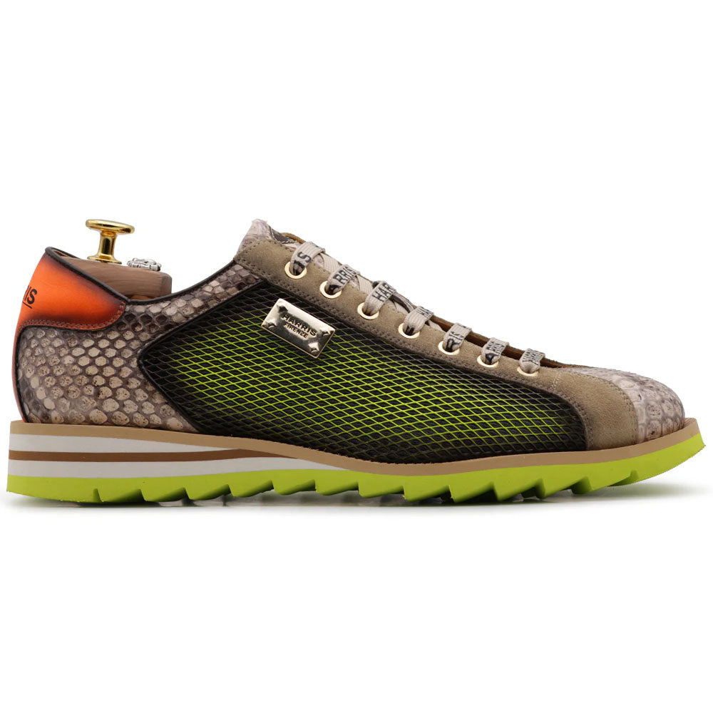 Harris Firenze 1913 Python Effect Perforated Sneakers Green / Beige