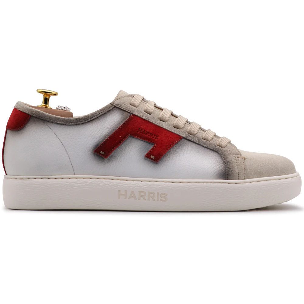 Harris Firenze 1913 Moose-Effect Leather Sneakers White / Sand / Red