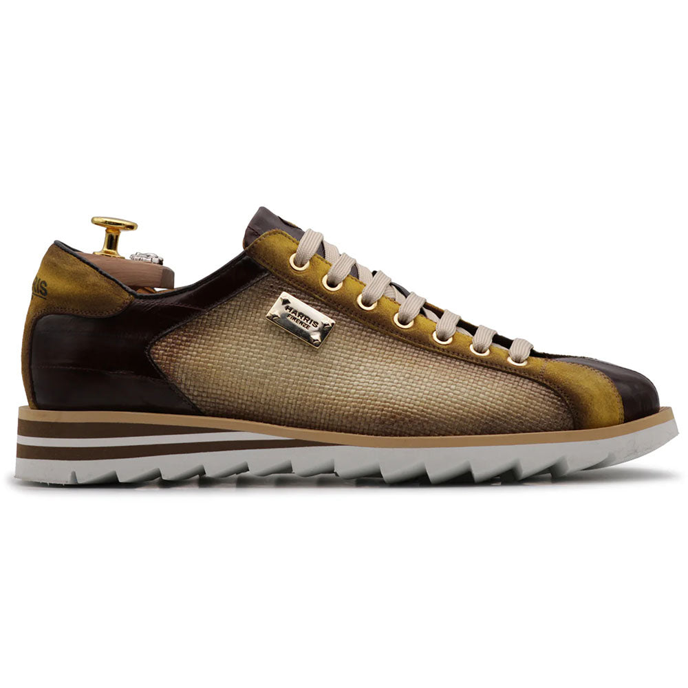Harris Firenze 1913 Eel / Suede/ Raffia Sneakers Beige & Dark Brown