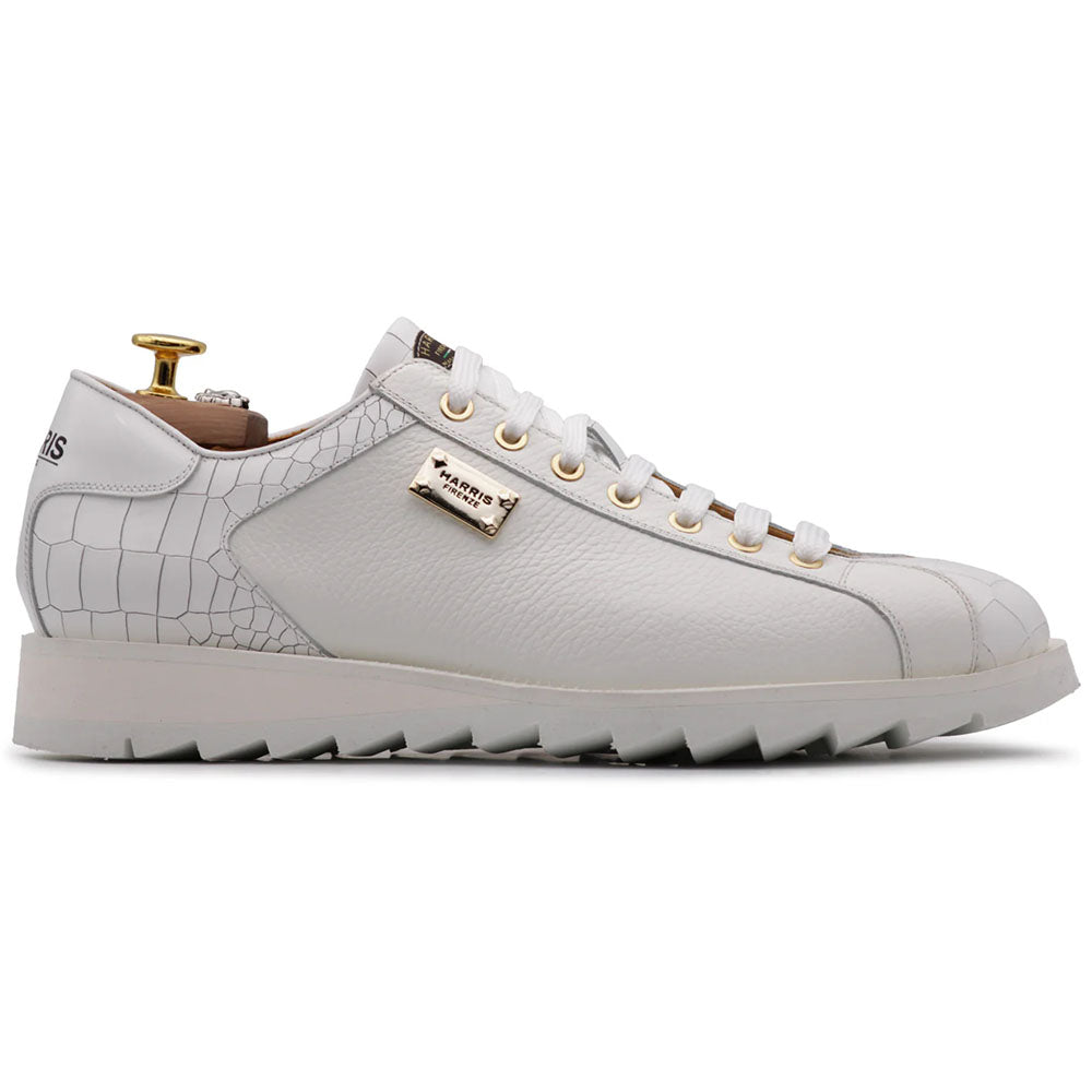 Harris Firenze 1913 Crocodile & Elk-Effect Sneakers White