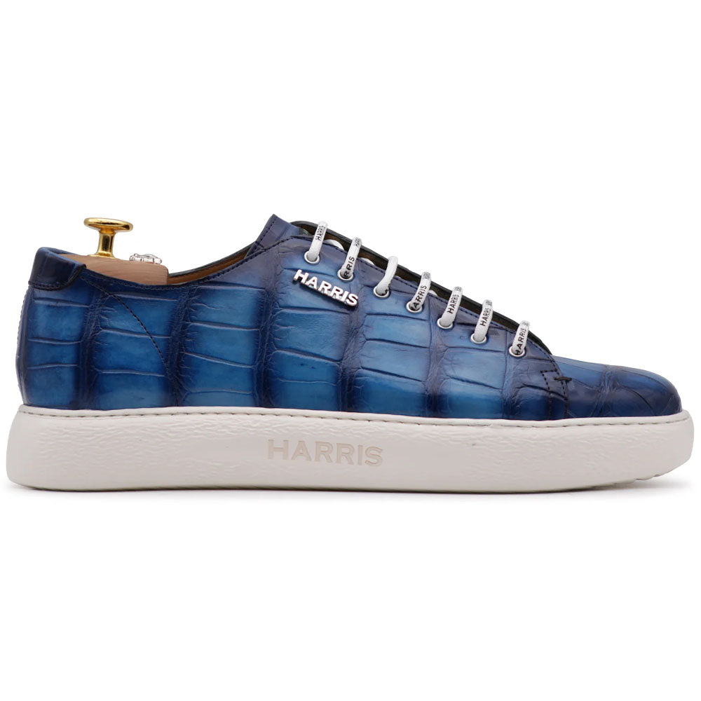 Harris Firenze 1913 Hand-Painted Crocodile Sneakers Sky Blue
