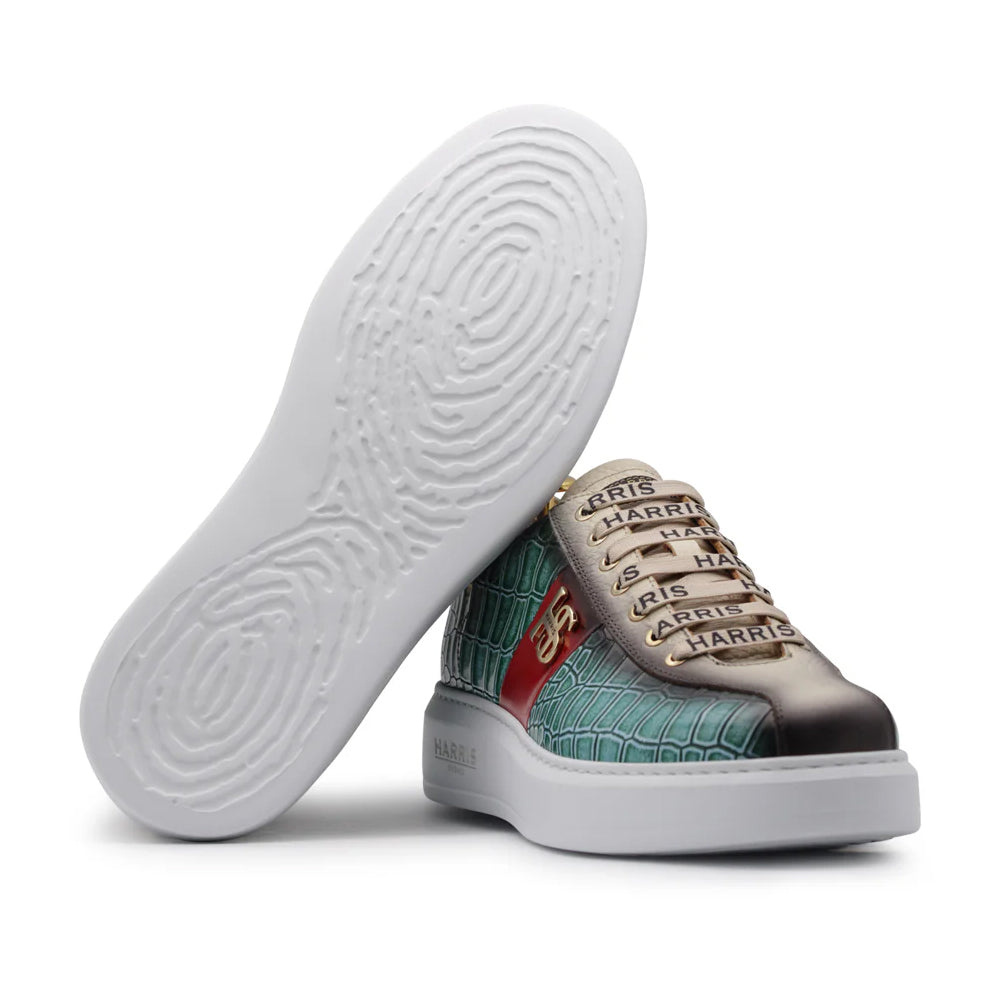 Harris Firenze 1913 Printed Leather Sneakers Green
