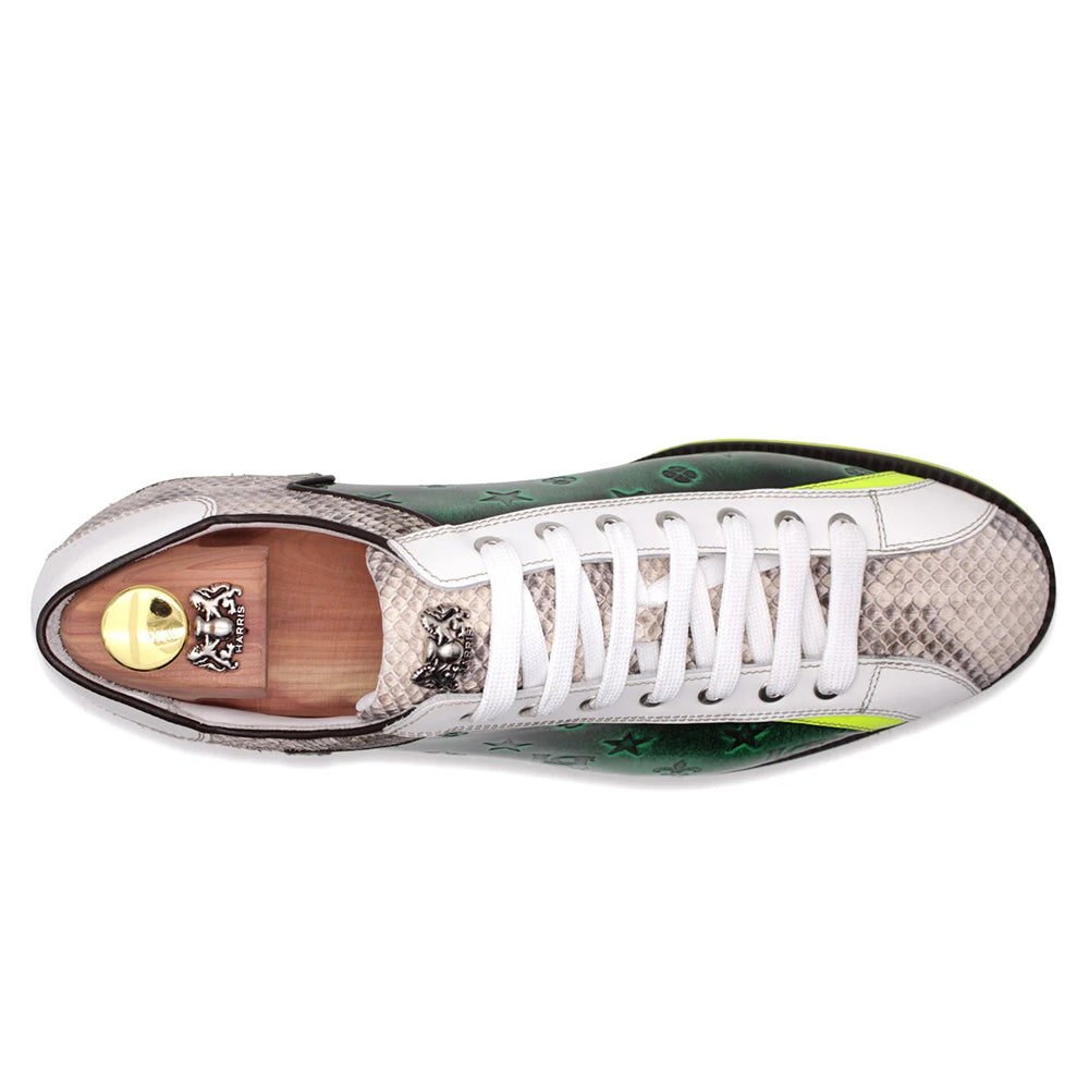 Harris Firenze 1913 Monogram Printed Leather Sneakers Green