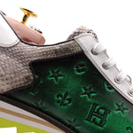 Harris Firenze 1913 Monogram Printed Leather Sneakers Green