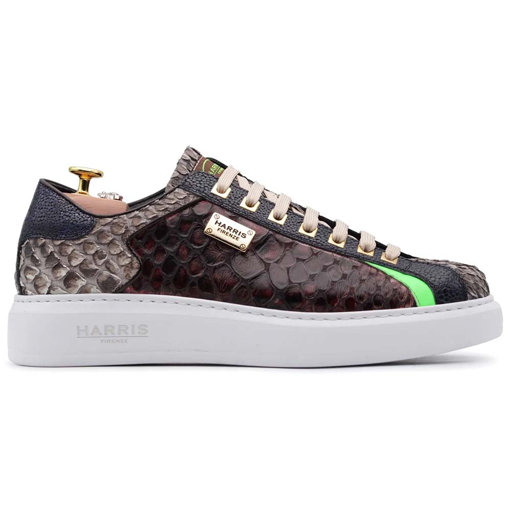 Harris Shoes 1913 Leather & Python Sneakers Grey