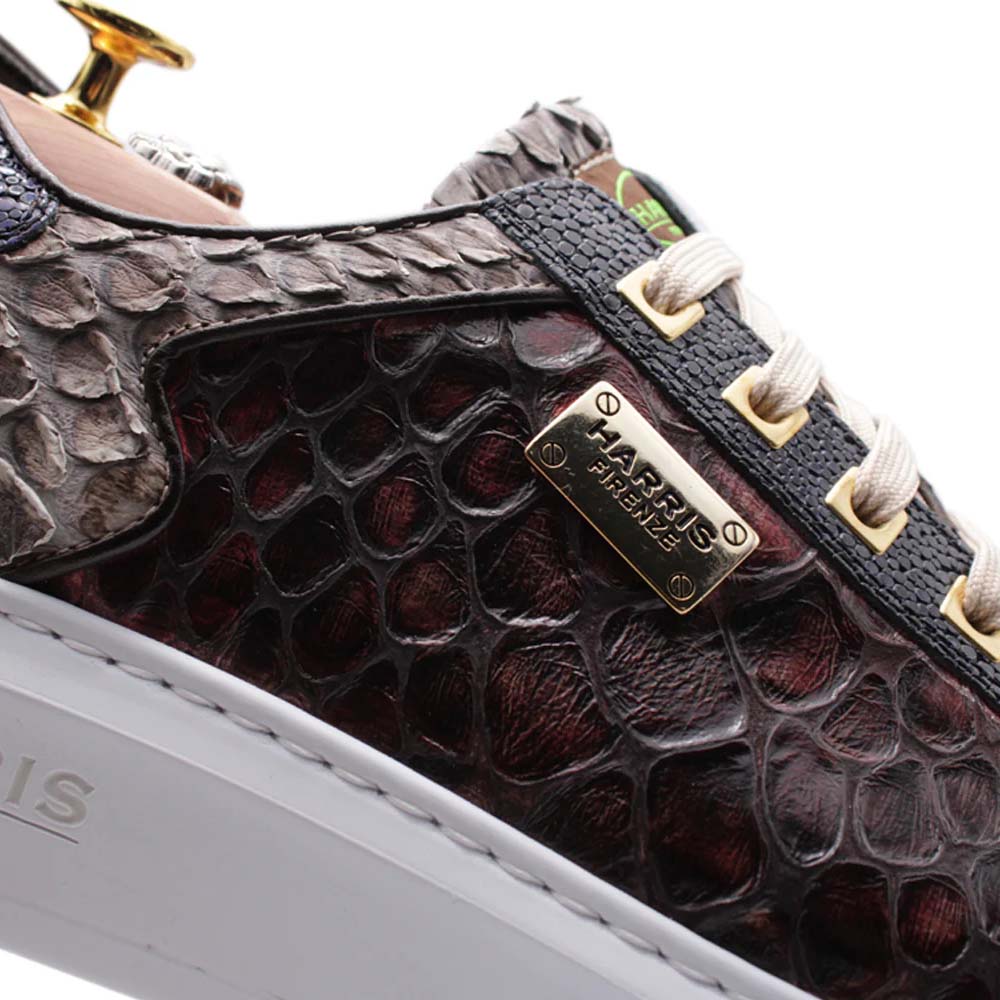 Harris Shoes 1913 Leather & Python Sneakers Grey