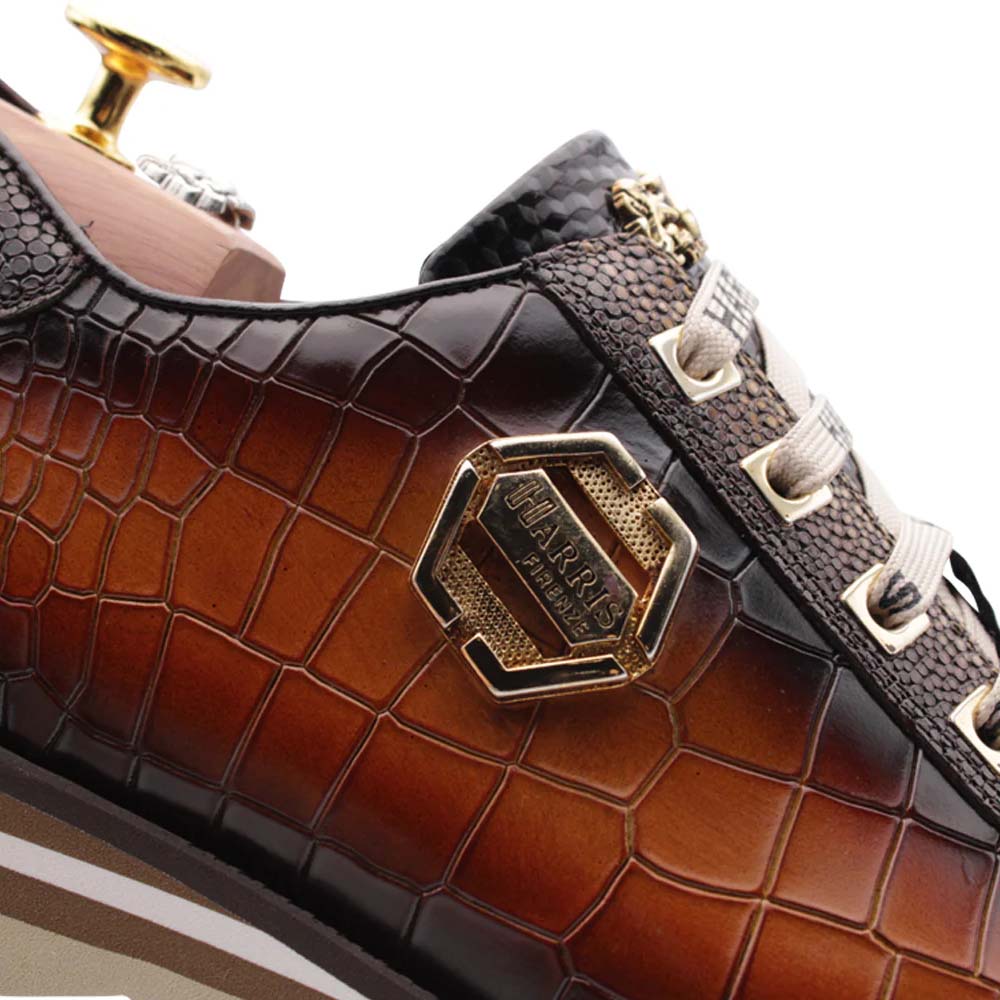 Harris Firenze 1913 Hand-Painted Leather Sneakers Honey