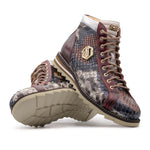 Harris Firenze 1913 Polacchino Python Leather Boots Roccia / Blue / Bordeaux