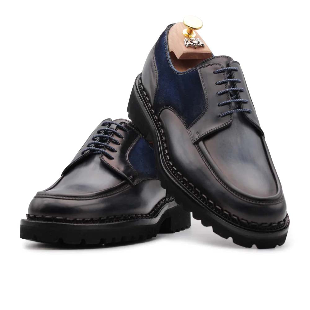 Harris Firenze 1913 Leather / Suede Derby Shoes Blue