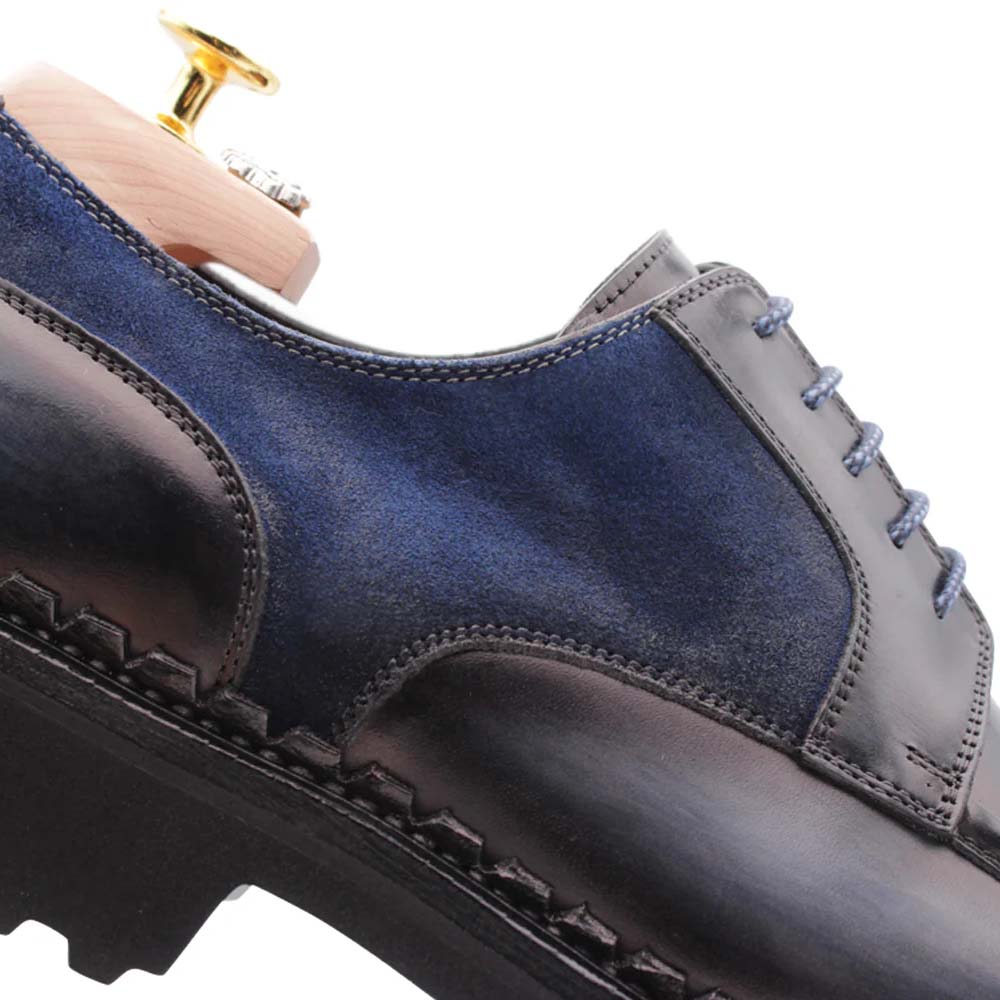 Harris Firenze 1913 Leather / Suede Derby Shoes Blue