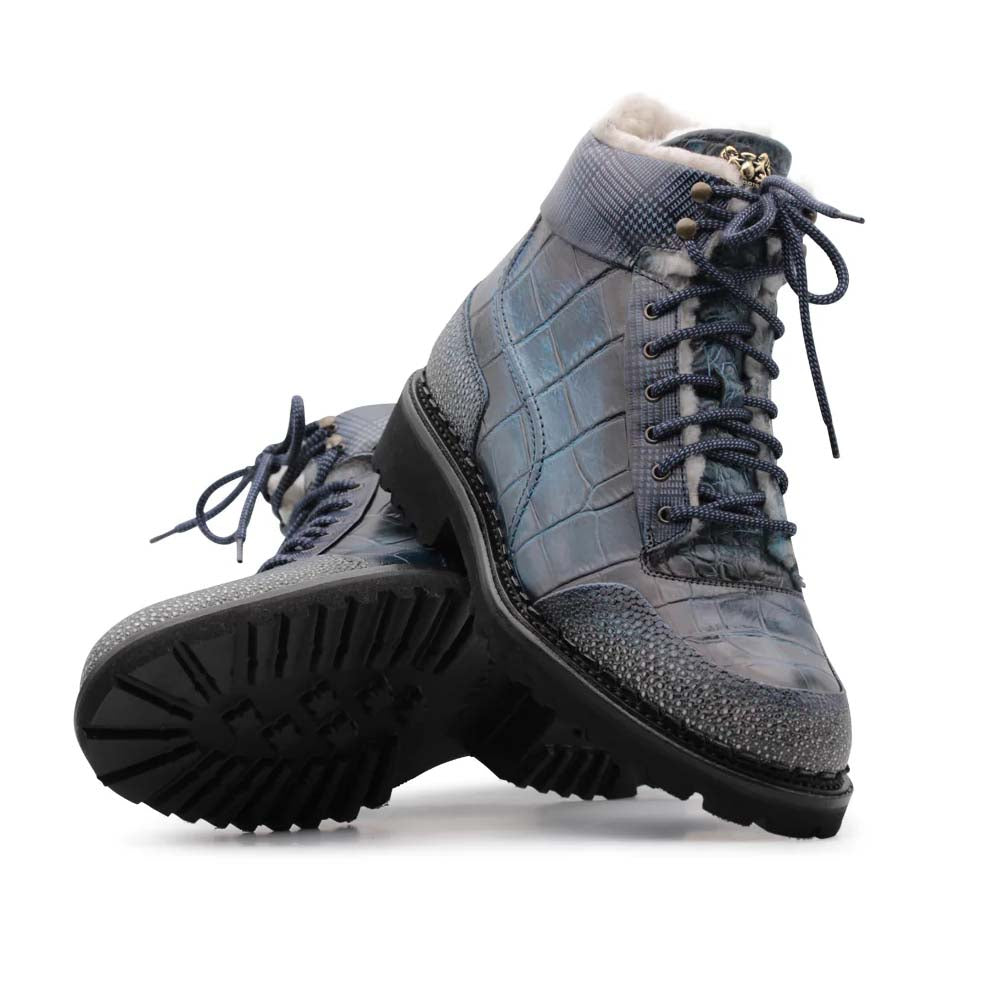 Harris Firenze 1913 Polacchino Fur Lined Boots Blue