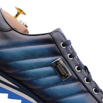 Harris Firenze 1913 Hand-Painted Leather Sneakers Blue