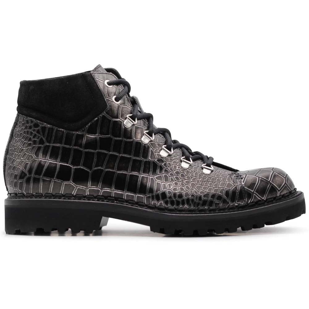 Harris Firenze 1913 Pedula Crocodile Print Boots Black