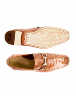 Belvedere Italo Crocodile & Lizard Bit Loafers Antique Saddle