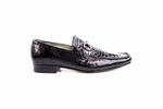 Belvedere Italo Crocodile & Lizard Bit Loafers Black
