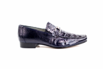 Belvedere Italo Crocodile & Lizard Bit Loafers Navy