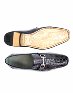 Belvedere Italo Crocodile & Lizard Bit Loafers Navy