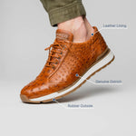 Marco Di Milano Scanno Ostrich Quill Sneakers Antique Cognac