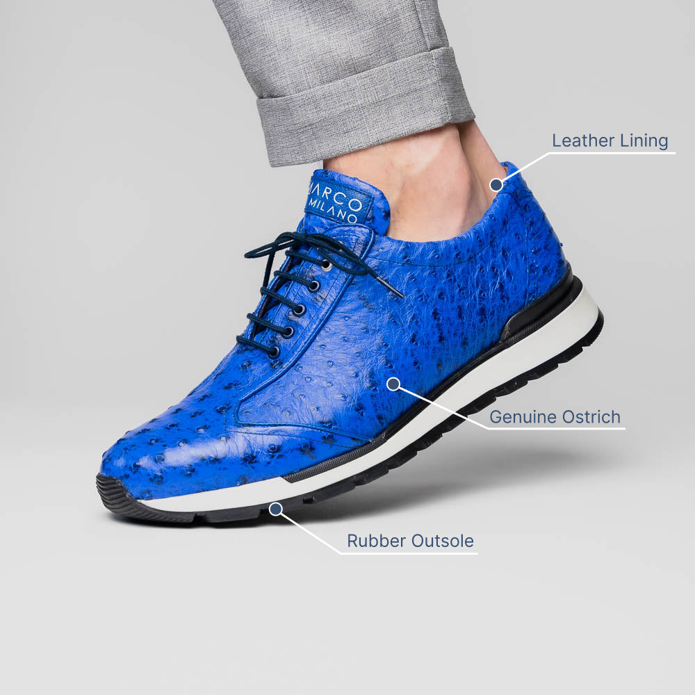 Marco Di Milano Scanno Ostrich Quill Sneakers Electric Blue