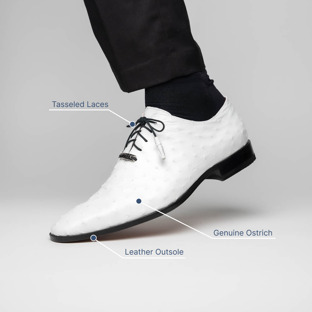 Marco Di Milano Criss Ostrich Quill Dress Oxfords White