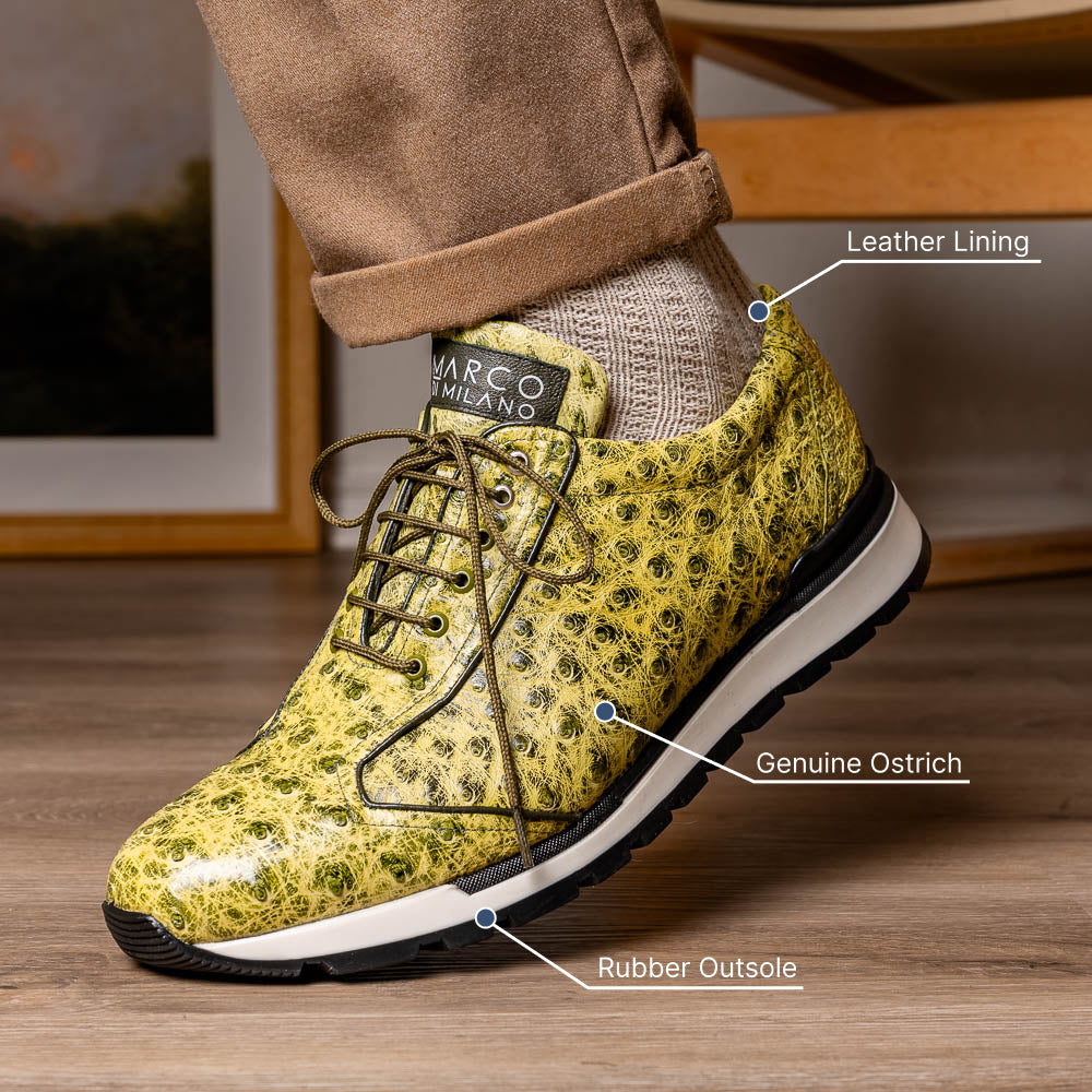 Marco Di Milano Scanno Ostrich Quill Sneakers Antique Green