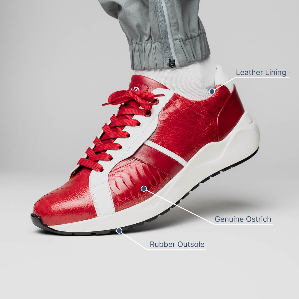 Marco Di Milano Lyon Ostrich Leg & Calfskin Sneakers Red / White
