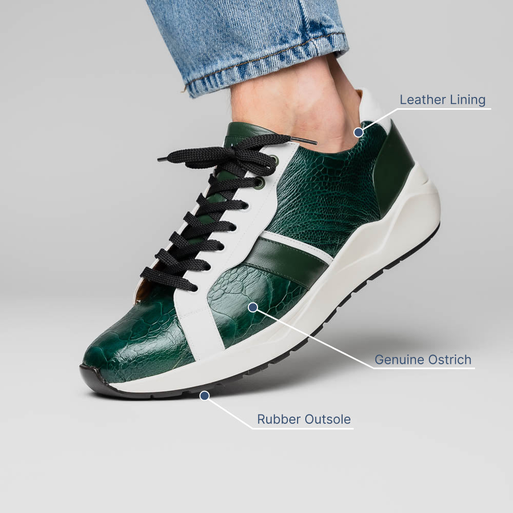 Marco Di Milano Lyon Ostrich Leg & Calfskin Sneakers Green / White