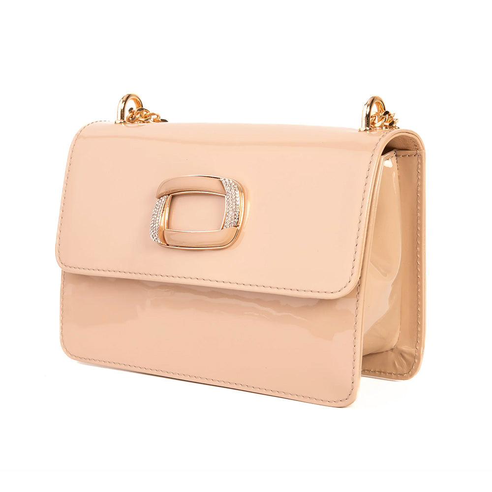 Vinci Leather The Ferrara Patent Women's Leather Handbag Cream