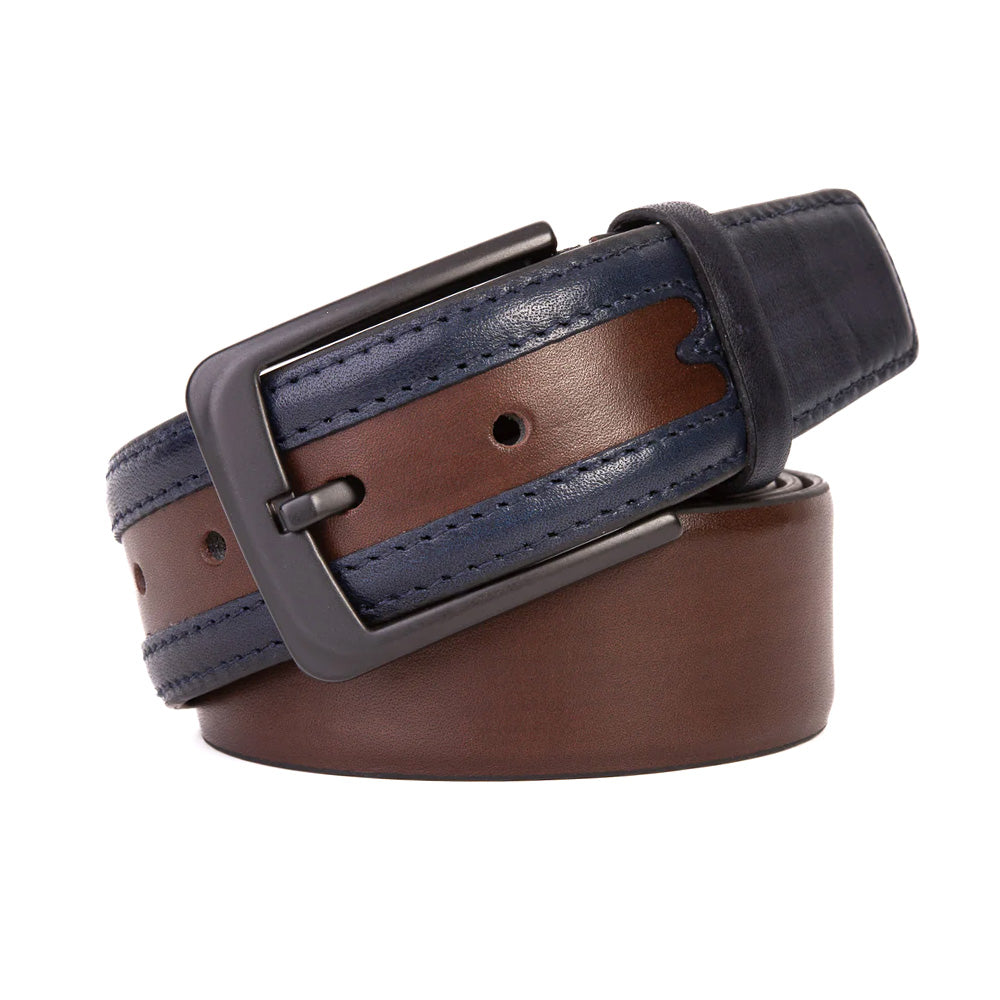 Vinci Leather The Neiva Leather Belt Navy / Tan