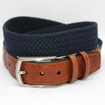 Torino Leather Italian Woven Cotton Elastic - Navy
