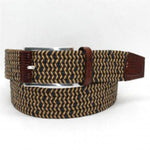 Torino Leather  Italian Woven Cotton Two-Tone Elastic - Navy/Camel