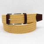 Torino Leather  Italian Woven Cotton Two-Tone Elastic - Yellow/Camel