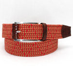 Torino Leather  Italian Woven Cotton Two-Tone Elastic - Red/Camel