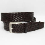Torino Leather Italian Woven Tubular Calf with Lizard Tabs - Brown
